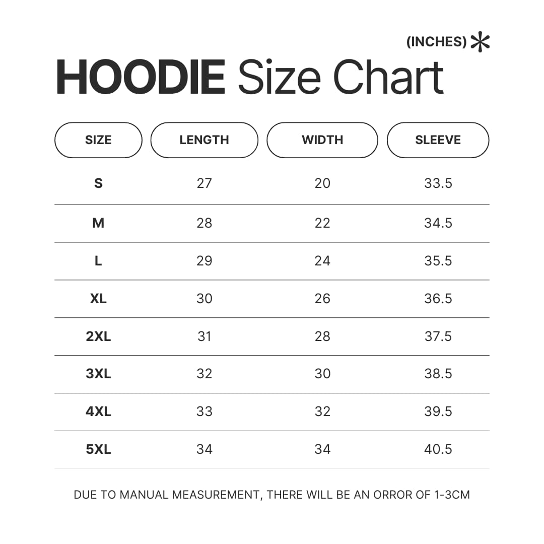 Hoodie Size Chart - Wildlife World Store