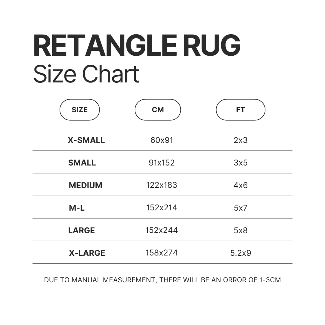 Retangle Rug Size Chart - Wildlife World Store