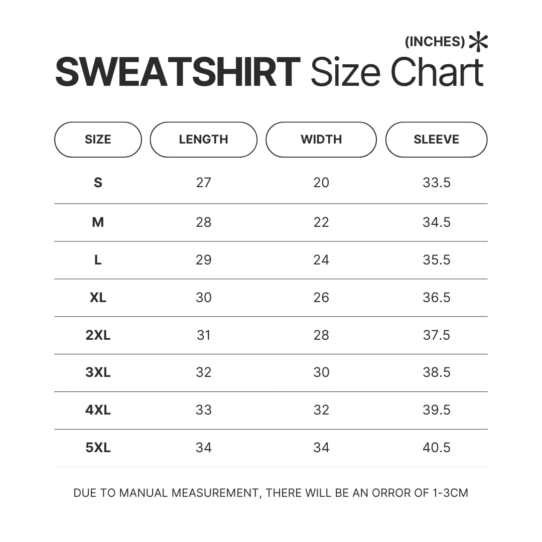 Sweatshirt Size Chart - Wildlife World Store