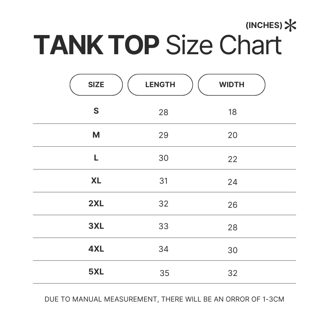 Tank Top Size Chart - Wildlife World Store