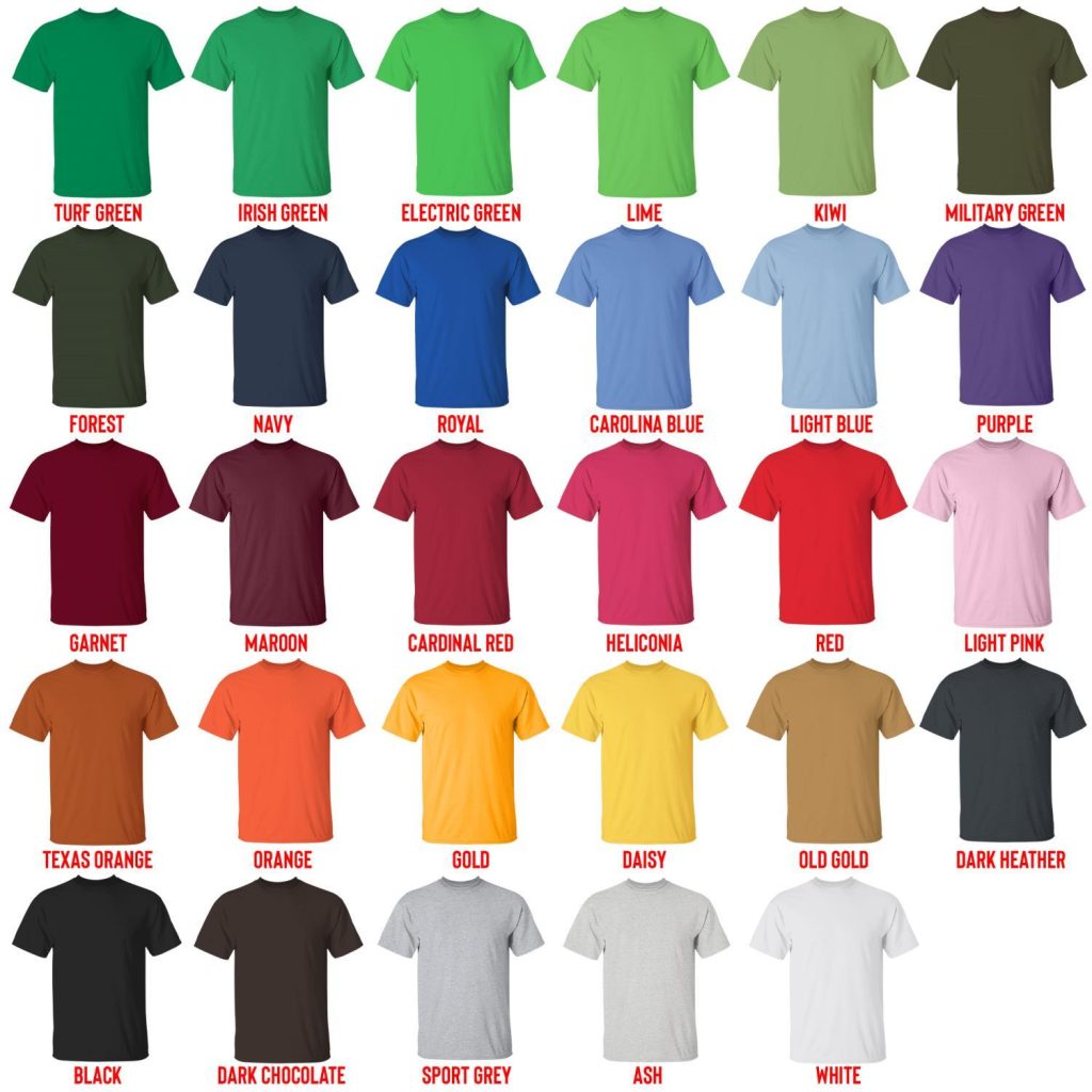 t shirt color chart - Wildlife World Store